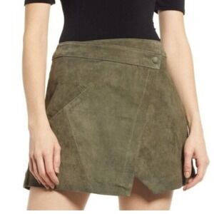 Blank NYC Snap Front Suede Wrap Skirt in Herb